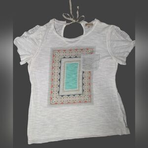 Democracy White Tee with Colorful Pattern